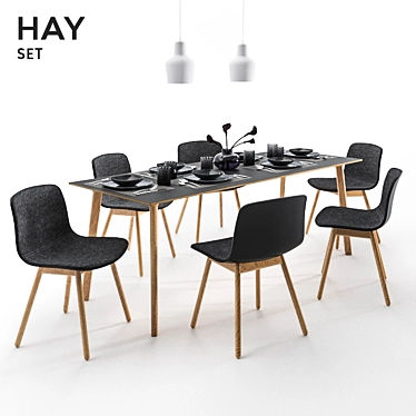 Modern Nordic Hay Chair Table Set 3D model image 1 