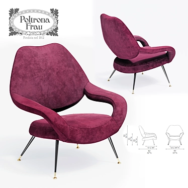 Italian Luxury: Poltrona Frau DU 55 Armchair by Gastone Rinaldi 3D model image 1 