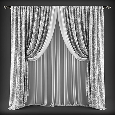 Classic Style Curtains 3D model image 1 