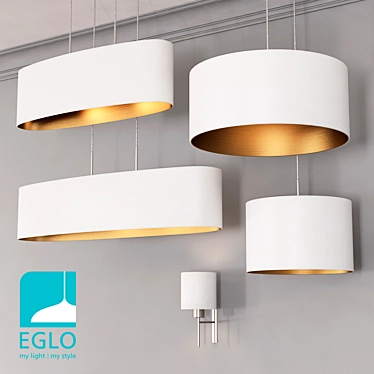 EGLO PASTERI 3-Piece White & Gold Set 3D model image 1 