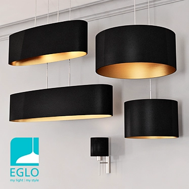 EGLO PASTERI: 4-Piece Black & Gold Lighting Set 3D model image 1 