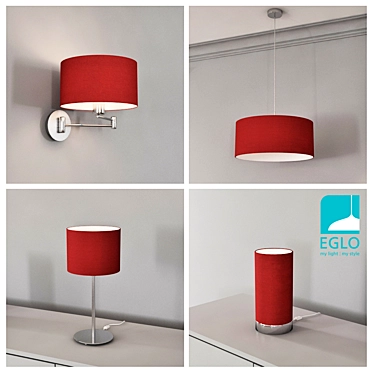 EGLO PASTERI 5-Piece Red Lighting Set 3D model image 1 