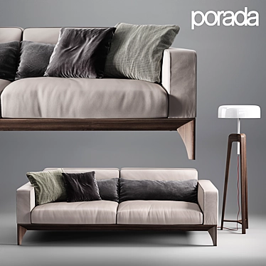 Modern Elegance: Fellow Porada Sofa & Pileo Floor Lamp 3D model image 1 