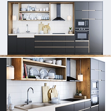 Ultimate Kitchen Set: Zigmund & Shtain Appliances with Villeroy & Boch Double Sink & Natural Concepts Pendant 3D model image 1 