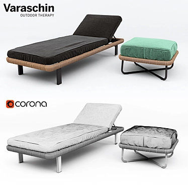 Varaschin Babylon Day-bed and Pouf 3D model image 1 