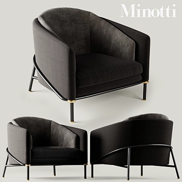 Minotti Fil Noir Black Armchair 3D model image 1 