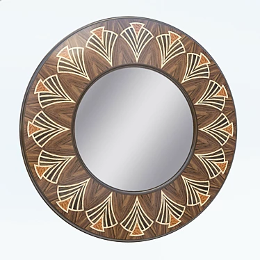 Elegant Art Deco Circle Mirror 3D model image 1 