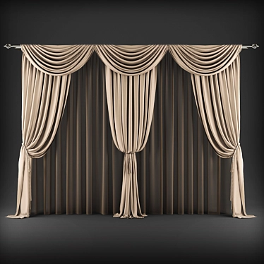 Elegant Classic Curtains 3D model image 1 