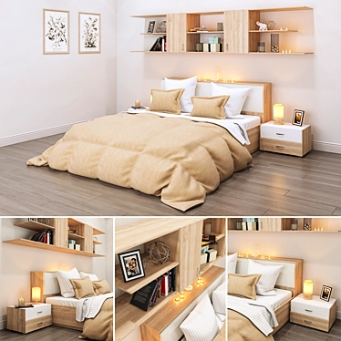 Title: Modena Collection: Stylish Bedroom Set with Lights 3D model image 1 