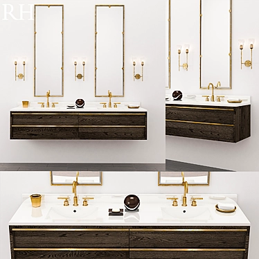 Spacious Bezier Floating Vanity 3D model image 1 