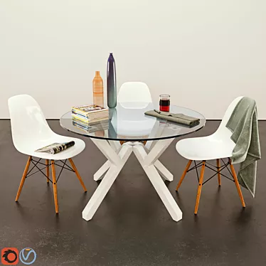 Modern Dining Set - Mikado & Eames 3D model image 1 