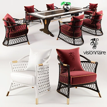 Luxury Visionnaire IPE Cavalli Dining Set 3D model image 1 