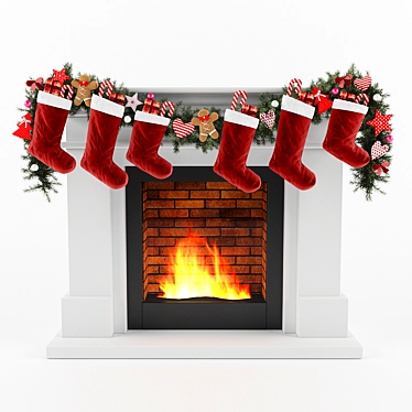 Festive Fireplace Bliss 3D model image 1 
