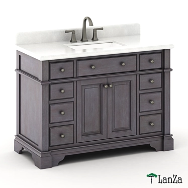 48" Wooden Vanity with Alpine Mist Top 3D model image 1 