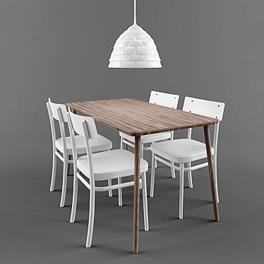 Modern Scandinavian Lamp and Table Set 3D model image 1 