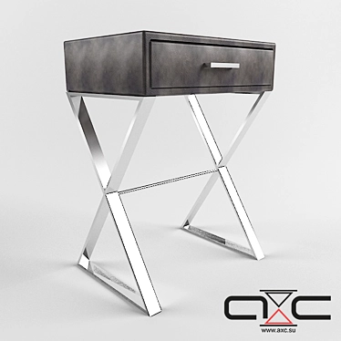 Albera Console: Genuine Leather, Metal, Oak 3D model image 1 