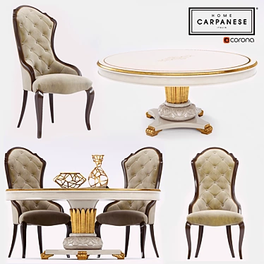 Elegant Carpanese Dining Set 3D model image 1 