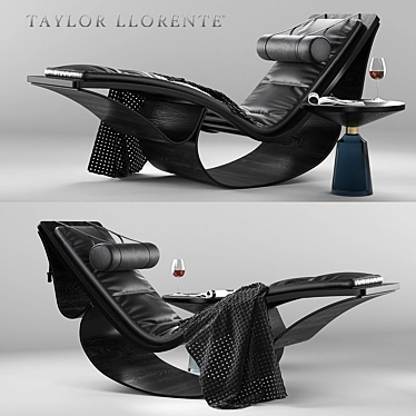Title: Black Ash Wood Sculptural Chaise 3D model image 1 
