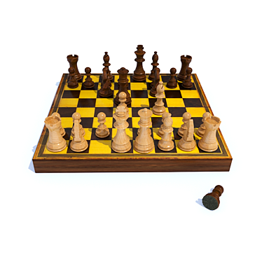 Classic Wooden Chess Set 3D model image 1 