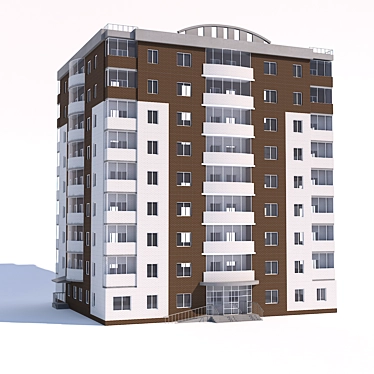 Brick Multi-storey Apartments 3D model image 1 