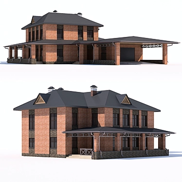 Country House with Garage & Canopy 3D model image 1 
