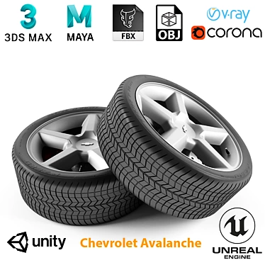 Chevrolet Avalanche Wheel Set 3D model image 1 