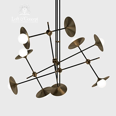 Disc Turbaya SS-9 Chandelier - Elegant Metal and Glass Lighting 3D model image 1 