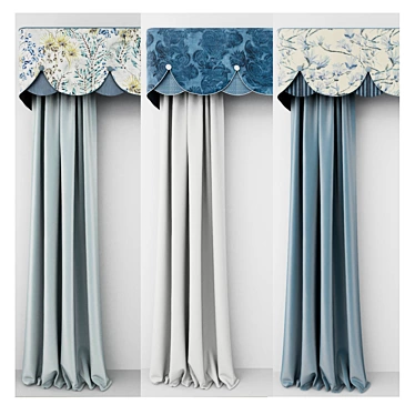 Designers Guild Curtains with Lambrequin 3D model image 1 