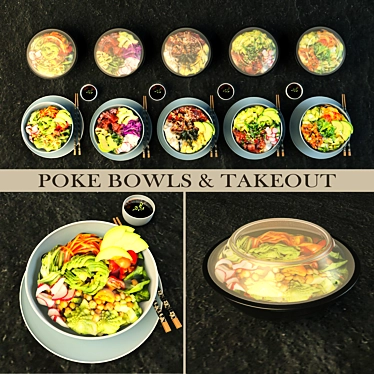 Assorted Pokebowls with Takeout 3D model image 1 