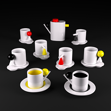 Bauhaus Geometric Tea Set 3D model image 1 