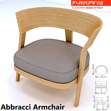 Elegant Wood-Accented Armchair 3D model image 1 