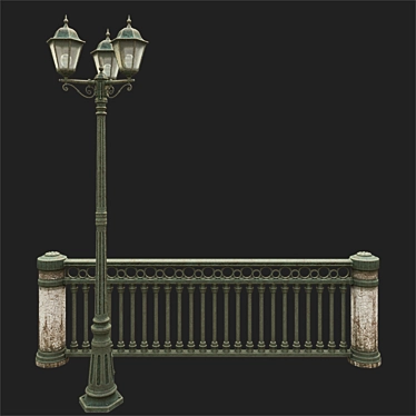 Urban Park Lantern with Sidewalk Guard 3D model image 1 