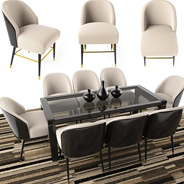 Elegant Persica Table & Alec Chair 3D model image 1 