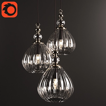 Modern Three-Part Pendant Lamp 3D model image 1 