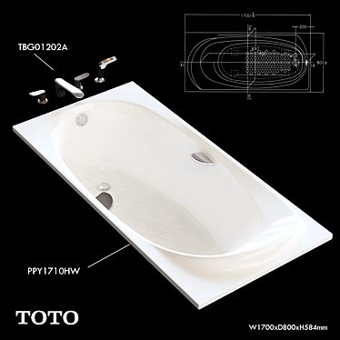 Luxury Toto Bathtub with Faucet 3D model image 1 