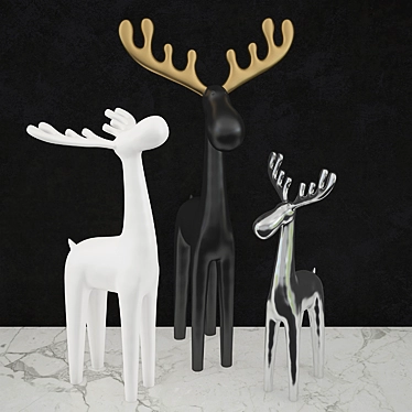  Majestic Moose Sculptures 3D model image 1 