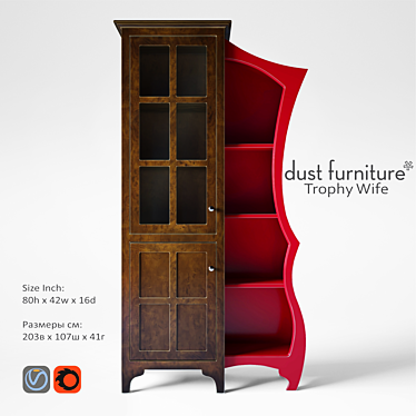 Elegant Trophy Wife Bookshelf 3D model image 1 