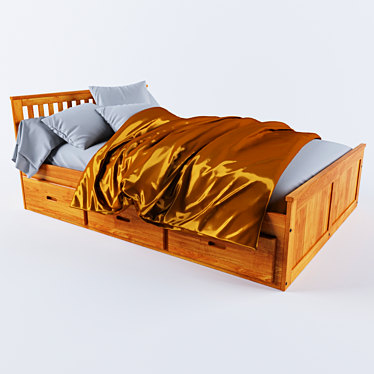 Designer Bed | 1500x2000x800 | Stylish and Functional 3D model image 1 