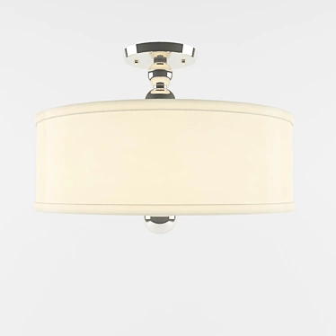 Zelda Ceiling Light - Polished Nickel, White Fabric Shade 3D model image 1 