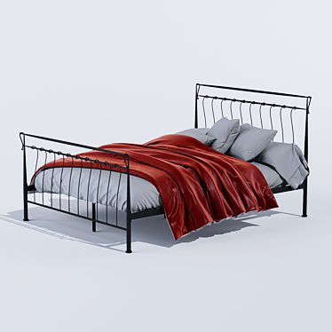 Titanium Gray Metal Bed - 2100x1500x1100 3D model image 1 