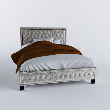 Velvet Chesterfield Bed 3D model image 1 