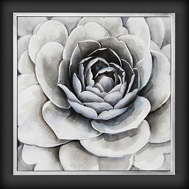 Elegant Gray Flower Canvas Art 3D model image 1 