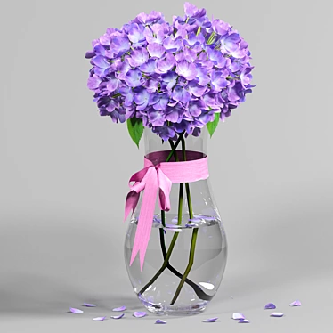 Elegant Hortensia Vase Arrangement 3D model image 1 