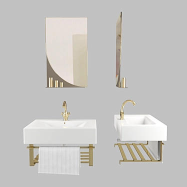 Modern Rectangular Wash Basin 3D model image 1 