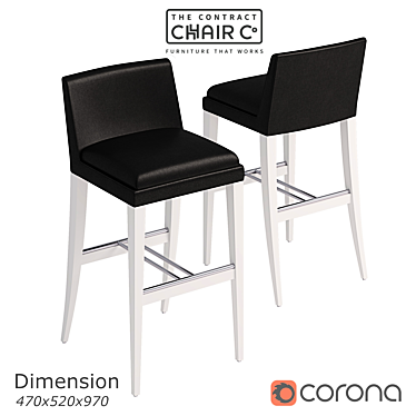 Sleek ONDA Black Barstool 3D model image 1 