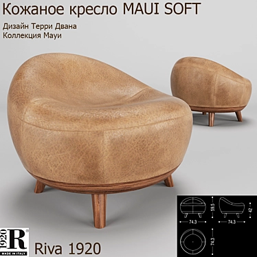 Luxury Leather Chair: Maui Soft 3D model image 1 