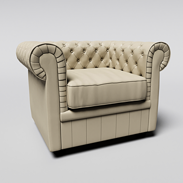 Luxury Quilted Leather Tub Chair 3D model image 1 