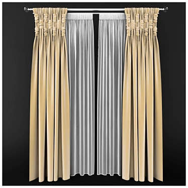 Elegant Pair of Decorative Curtains 3D model image 1 