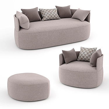 Plush Comfort: Fat Sofa & Armchair 3D model image 1 