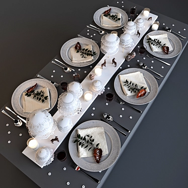 Sparkling Reindeer Table Setting 3D model image 1 